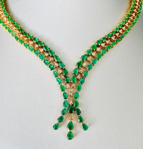 สร้อยคอมรกต zambian เรืองแสงสร้างด้วยทองคำ14K สีเหลืองเพื่อความหรูหราในชีวิตประจำวัน - Product Image 2