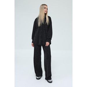 Camicia Oversize da donna ricamata in pietra e pantaloni Palazzo completo comodo ed elegante - Product Image 4