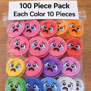 100 pièces de patchs brodés assortis avec visages pleureurs, à thermocoller ou à coudre, badges colorés pour vêtements, sacs, casquettes - Product Image 4