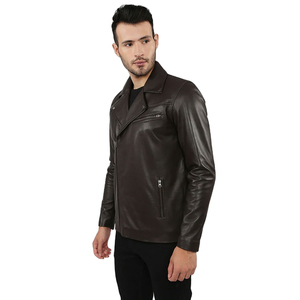 <b>Men's</b> ODM Autumn High Street Leather <b>Jacket</b> with Zipper Front Design Customizable Leather <b>Jackets</b> at Best Price - Product Image 1