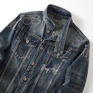 2025 hommes solide revers Denim vestes mode moto jean vestes Slim Fit coton manteaux décontractés pour l'automne et l'hiver - Product Image 3