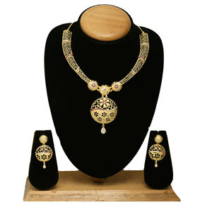 Gargantilla de cadena de caja ortodoxa de lujo, conjunto de collar y pendientes, joyería de moda moderna, Latón chapado en oro - Product Image 1