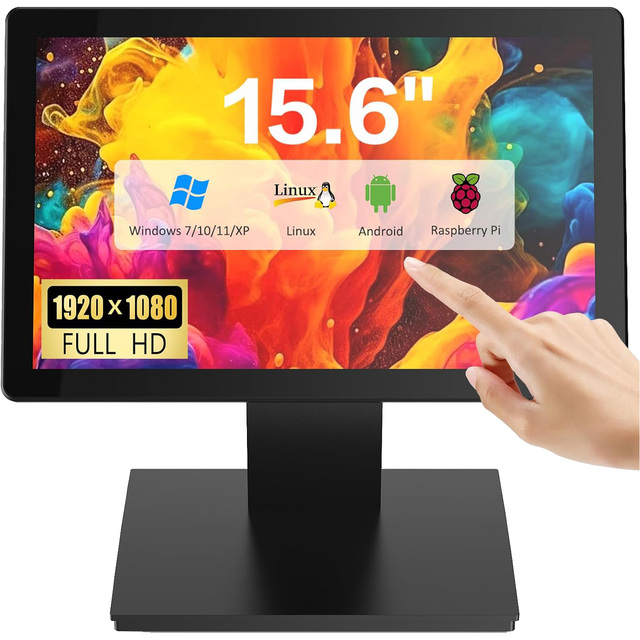 High Quality 15.6" VGA DVI USB LED Capacitive Touch Screen Monitor New Industrial IPS LCD Panel Display POS Machine
