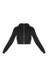 Pull à capuche en coton personnalisé pour femmes Sweat à capuche court à fermeture éclair pour l'hiver Sweats à capuche avec logo sur le devant - Product Image 5