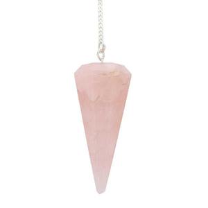 Péndulo de cristal de cuarzo rosa de la mejor calidad con cadena de plata para energía de amor y limpieza espiritual disponible a bajo precio - Product Image 1