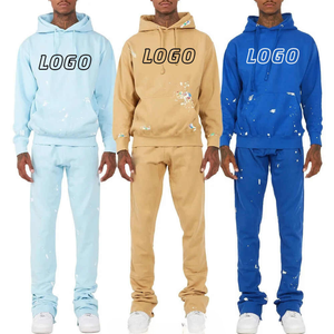 Bas quantité minimale de commande Prix bon marché Sweat à capuche évasé empilé personnalisé Survêtements pour hommes Ensemble 2 pièces 100% coton de qualité supérieure - Product Image 6