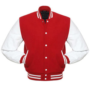 Chaquetas Varsity de Invierno para Hombre OEM, Cuerpo de Lana Lisa, Mangas de Cuero Genuino, Chaqueta de Béisbol Personalizada con Letras de Chenilla - Product Image 1