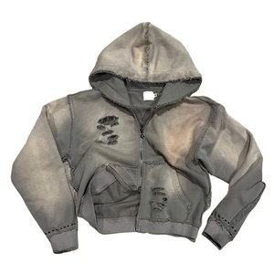 เสื้อฮู้ดดี้สตรีทแวร์แบบหนาสำหรับผู้ชาย สไตล์วินเทจฟอกสีแบบทำสีซีดจาง - Product Image 1