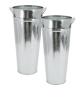 Vases galvanisés Vase en métal argenté avec poignées Idéal pour les arrangements floraux séchés à la maison pour les mariages - Product Image 1
