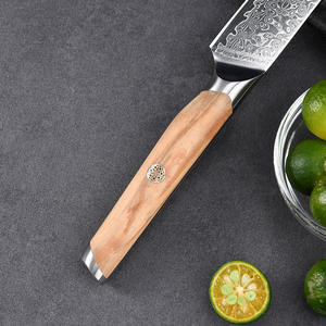 Venta al por mayor personalizado de alta calidad OEM ODM servicio mango de madera de olivo Damasco cuchillo Chef cuchillo multifuncional para uso en la cocina - Product Image 5