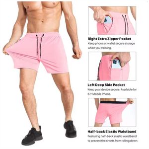 Vêtements de sport 2-en-1 pour hommes Shorts de sport Logo personnalisé en gros Jogger Compression Workout Wear Motif solide - Product Image 4