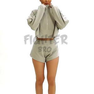 Chándales Logotipo personalizado Lounge Set Verano 2 Piezas Algodón Mujeres Sudadera con capucha Pantalones cortos Conjuntos - Product Image 3