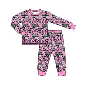 Pre order western baby girl clothes in October we wear pink pumpkin pajama pants set kids little girls fall boutique clothing
