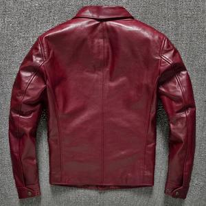 เสื้อแจ็คเก็ตหนังแพะสำหรับผู้ชาย, เสื้อแจ็คเก็ตหนังแท้ย้อมสีแวกซ์ - Product Image 3