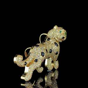 Nuevo Colgante Unisex de Pantera con Moissanita, Plata 925, Chapado en Oro Premium, Diseño de Joyería Animal con Estilo Hip Hop - Product Image 1