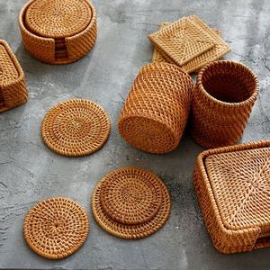 American Style Round Shape Handmade Rattan Coaster in <b>Table</b> Coaster for <b>Dinner</b> Home Decor Accessories - Product Image 6