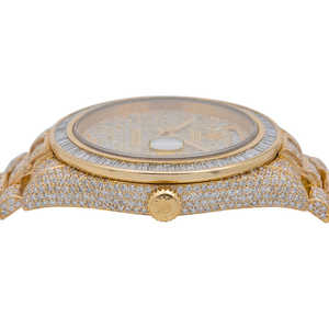 Trendy VVS Baguette Cut Moissanite Diamond Rose Gold Tone Acero inoxidable Mecánico Reloj de pulsera automático para hombres de la India - Product Image 4