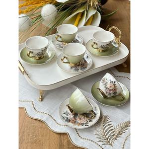 Tazza di caffè turco Botania floreale dorato 12 pezzi per 6 persone