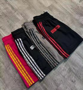 À la mode personnalisé sangle latérale surdimensionné polaire Shorts impression Vintage acide lavage soleil délavé strass sweat Shorts hommes - Product Image 1