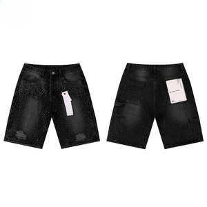 <strong>Mens</strong> Black Denim <strong>Jeans</strong> <strong>Short</strong> 2026 Artificial Diamond Street Hole <strong>Shorts</strong> Casual <strong>Shorts</strong> Knee Length <strong>Jean</strong> Clothing 28-38 Size - Product Image 1