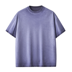 T-shirt vintage personnalisé délavé à l'acide pour homme, 220 grammes, motif uni, logo frontal, style streetwear vieilli - Product Image 4