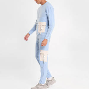 Vêtements d'extérieur Meilleur article Sweat-shirt imprimé avec pantalon de survêtement Ensemble de survêtement respirant léger de couleur pure pour hommes - Product Image 2