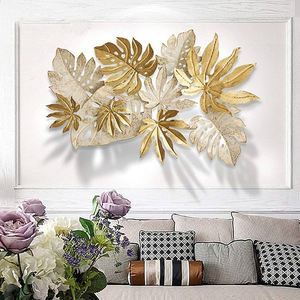 Décoration murale de luxe et élégante pour la maison, hôtel, restaurant, chambre à coucher, décoration florale couleur or, arts suspendus muraux - Product Image 1