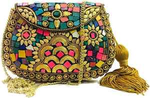 Nacre avec métal MOP pochette sac à bandoulière pierre travail embellissement broderie dames fête Ware sacs à main - Product Image 5