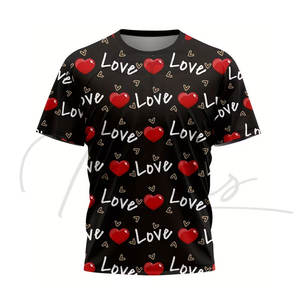เสื้อยืดผู้ชายลายพิมพ์ดีไซน์ใหม่ล่าสุด สำหรับวันวาเลนไทน์ ผ้าเจอร์ซีย์ ระบายอากาศ แห้งเร็ว ใส่สบาย สไตล์ลำลอง เป็นมิตรกับสิ่งแวดล้อม เหมาะสำหรับฤดูร้อน - Product Image 1