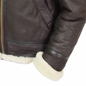 Custom Winter <b>Men's</b> Leather <b>Shearling</b> <b>Jacket</b> Faux Fur Lined Bomber Coat Heavy Duty Aviator Outerwear Wholesale - Product Image 4