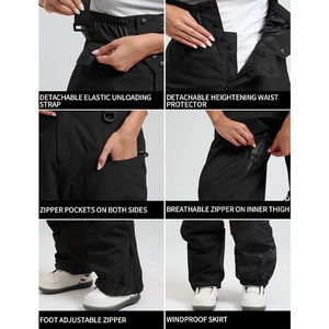 Bavoirs de ski pour femmes pantalons de neige imperméables personnalisés salopette de snowboard en plein air avec bretelles réglables et impression de logo - Product Image 2