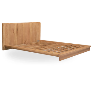 Cadre de lit en teck massif, finition naturelle minimaliste, lit plateforme pliable avec rangement pour la maison, l'hôtel, la villa - Product Image 2