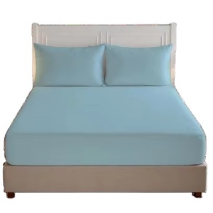 Blue <b>Double</b> Size Eco-Friendly Polyester Fitted <b>Sheet</b> Set (160x200) 300tc Soft Durable Comfortable Bedding <b>for</b> Perfect Night's - Product Image 1
