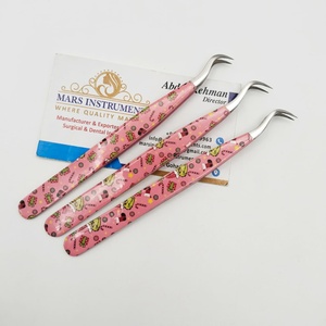 Pinces à épiler de Noël, design de haute qualité, pinces à épiler pour extensions de cils, pinces à épiler courbées en J, acier inoxydable, pointes en fibre solide - Product Image 3