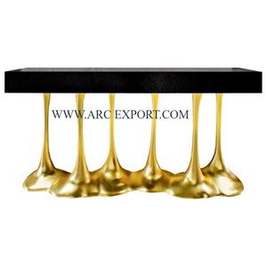 Table console de salon vintage moderne de grande taille en métal plaqué or et marbre de qualité au prix le plus bas - Product Image 2