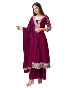 El último diseñador Fab Zone's Faux Georgette Sequence Work Saree Ropa de fiesta de alta calidad Adultos incluye Kurti Plazzo Lehenga Choli - Product Image 1