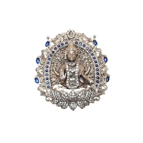 การออกแบบ LakshmiJi ที่สวยหรู 18 กะรัตทองโทน 925 เงินสเตอร์ลิง CZ หินโทปาสจี้ผู้หญิงบนสวมใส่ชาติพันธุ์ในราคาขายส่ง