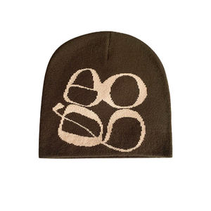 Bonnet en tricot graphique unisexe, bonnet d'hiver chaud, design jacquard, logo personnalisé, casquettes tendance Y2K avec motif de camouflage de dessin animé - Product Image 1
