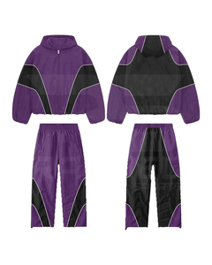 Newest Design 2025 Windbreaker Tracksuit Stacked Pants and Zipper <b>Jacket</b> 100% Nylon Two Piece Wind Break Sweat <b>Suit</b> for Men's - Product Image 2