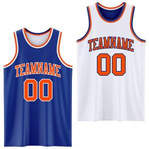 Directamente de la marca Engro Sports Custom Royal Orange-White Reversible Sublimación de doble cara Traje de baloncesto Jersey - Product Image 1