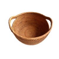 Panier de rangement en rotin fait main personnalisable avec logo, fabrication vietnamienne, lot de 5, en bambou et osier, idéal pour la cuisine et les aliments.