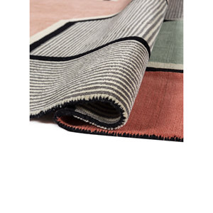 Tapis en laine noués à la main Aiwl-3068, géométriques, abstraits, en coton biologique recyclé pour l'entrée de la maison, rectangulaires, pour couloir - Boîte ivoire - Product Image 2