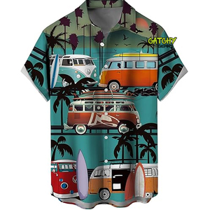 High Quality Hawaiian Custom Logo <b>Shirt</b> Short Sleeve Beach Street Wear Printed Design Graphic Men's <b>Shirt</b> - Product Image 3