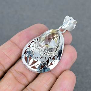 Collar de piedras preciosas de latón de amatista verde facetado Chapado en plata superventas, collar de diseñador colgante, joyería para mujer - Product Image 3