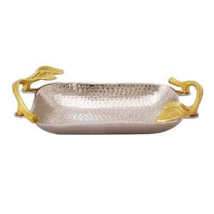 Plato de servicio de material pesado de calidad superior con mango dorado para decoración de servicio de hotel y restaurante en casa - Product Image 1