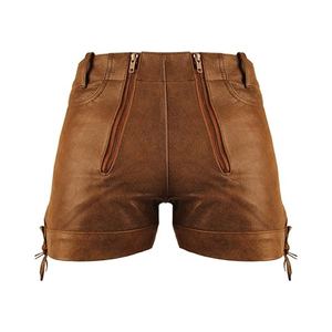 Pantalones cortos de cuero genuino para mujer, ropa informal elegante, cintura ajustable, cómodos, transpirables, ligeros, diseño de moda - Product Image 1