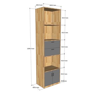 Armoire de classement multifonctionnelle minimaliste en bois naturel avec tiroirs et compartiments 60x40x220cm pour bureau, entrepôt, salle de sport, école, hôtel, hôpital - Product Image 4