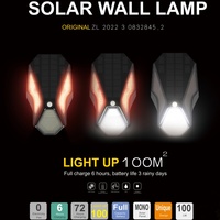 Lampe murale solaire monocristalline d'extérieur, LED de jardin, étanche IP65, avec éclairage de 6 à 10 heures pour une utilisation décorative en cour