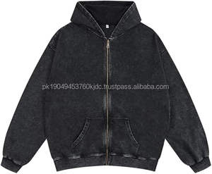 Basic Oversized Vintage Zip Up Hoodie for Women Baggy Acid Wash Jacket Y2k Retro Grunge Zipper Sweatshirts Loose <b>Fit</b> - Product Image 1