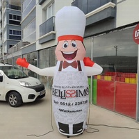 Modèle de chef gonflable géant lumineux à LED, logo personnalisé, figurine d'accueil gonflable pour la décoration/présentation de restaurant/pizzeria